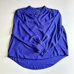 INC International Concepts Woman plus size blue cross over drape blouse